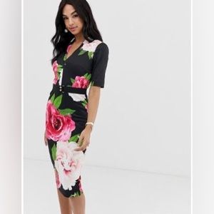 NWT Ted Baker Magnificent V Neck Bodycon—Small (2 in Ted Baker Sizing)